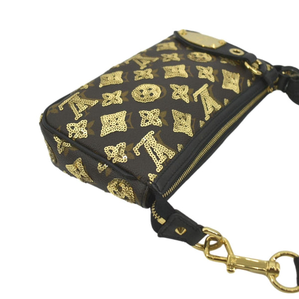LOUIS VUITTON Mini Pochette Monogram Sequins Eclipse Accessoires Pouch Brown
