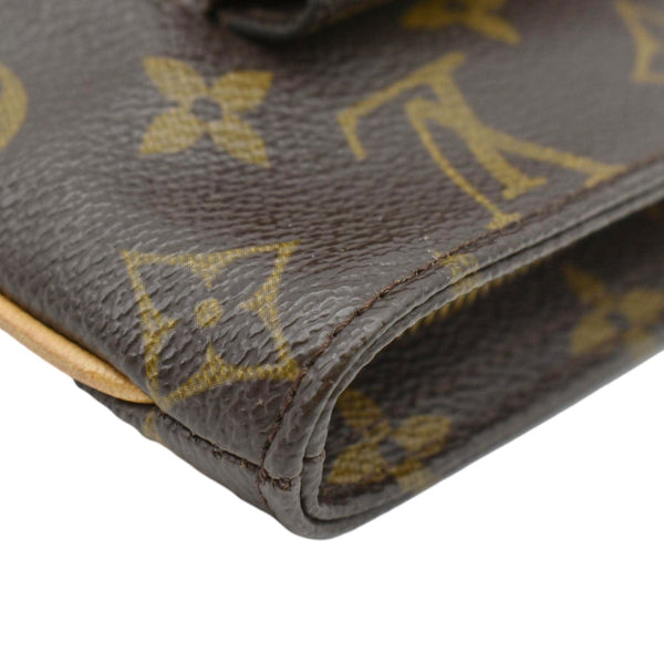 LOUIS VUITTON Partition Monogram Canvas Wristlet Clutch Bag Brown