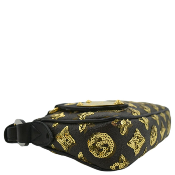 LOUIS VUITTON Mini Pochette Monogram Sequins Eclipse Accessoires Pouch Brown