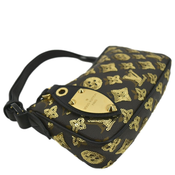 LOUIS VUITTON Mini Pochette Monogram Sequins Eclipse Accessoires Pouch Brown