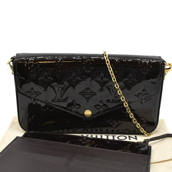 LOUIS VUITTON Felicie Pochette Monogram Vernis Crossbody Bag Amarante