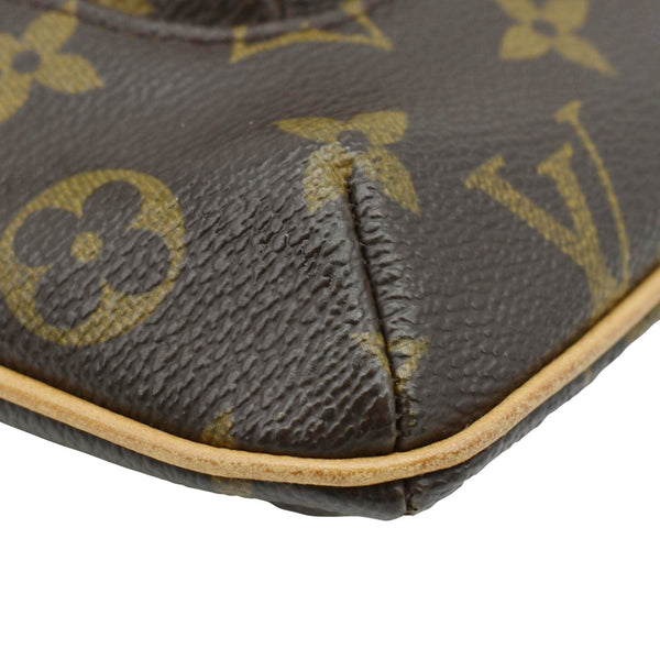 LOUIS VUITTON Partition Monogram Canvas Wristlet Clutch Bag Brown