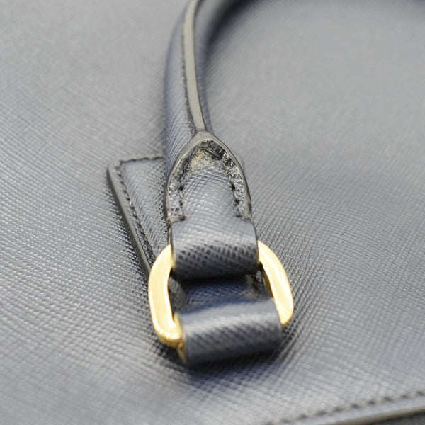 PRADA Galleria Double Zip Saffiano Leather Top Handle Tote Bag Blue