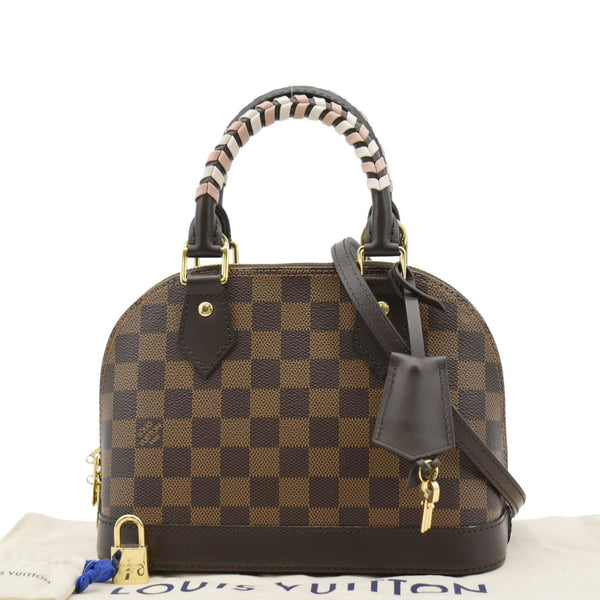 LOUIS VUITTON Braided Alma BB Damier Ebene Satchel Bag Brown