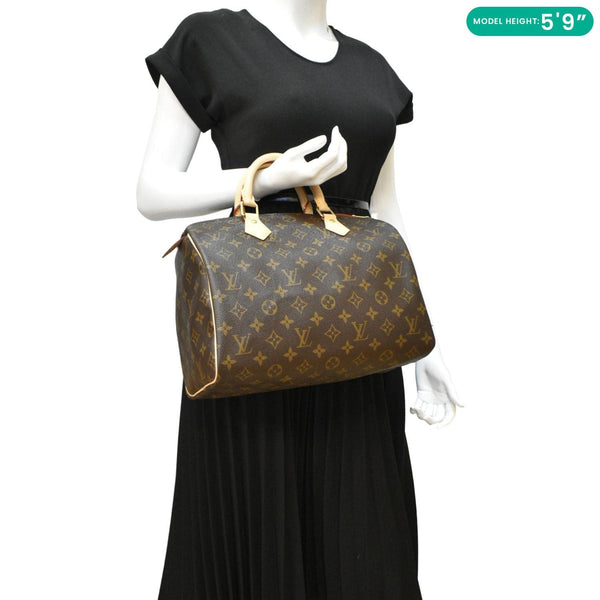 LOUIS VUITTON Speedy 30 Satchel Bag Brown dummy look