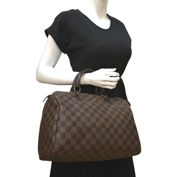 LOUIS VUITTON Speedy 25 Damier Ebene Satchel Bag Brown