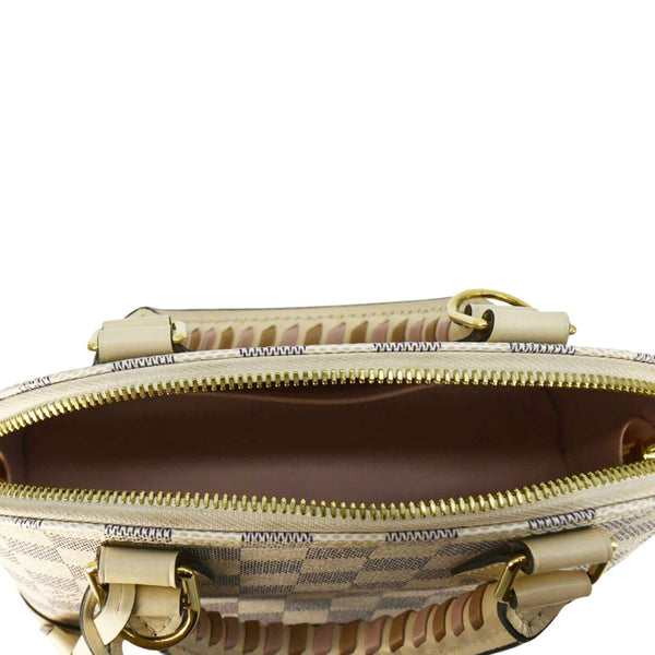 LOUIS VUITTON Alma BB Braided Damier Azur Satchel Bag White