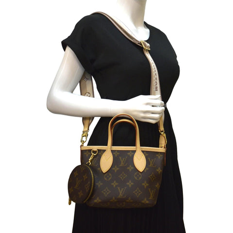 LOUIS VUITTON Neverfull BB Monogram Canvas Tote Shoulder Bag Brown