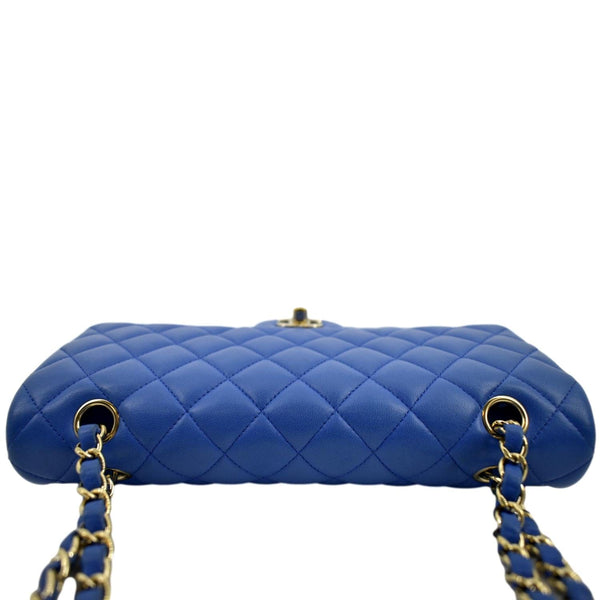 CHANEL Classic Double Flap Quilted Leather Shoulder Bag Blue