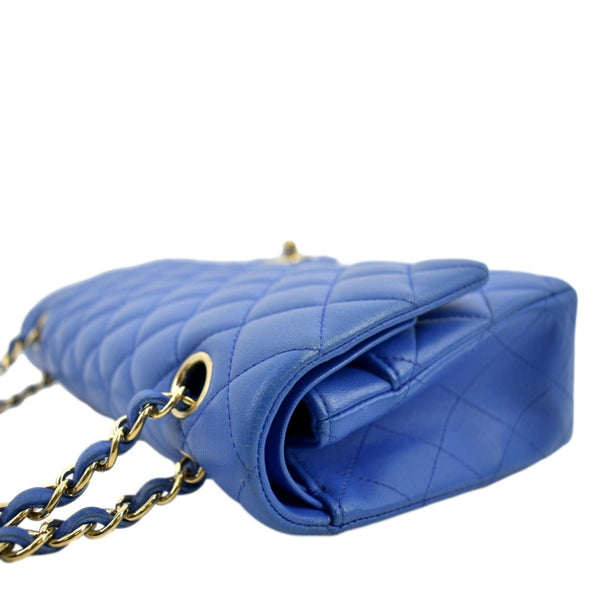 CHANEL Classic Double Flap Quilted Leather Shoulder Bag Blue