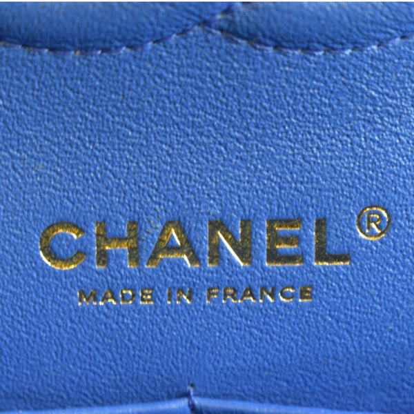 CHANEL Classic Double Flap Quilted Leather Shoulder Bag Blue