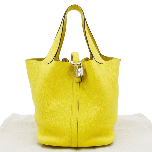 HERMES Picotin Lock 22 Taurillon Clemence Leather Hobo Bag Yellow
