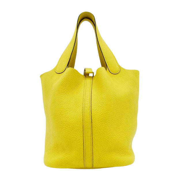 HERMES Picotin Lock 22 Taurillon Clemence Leather Hobo Bag Yellow