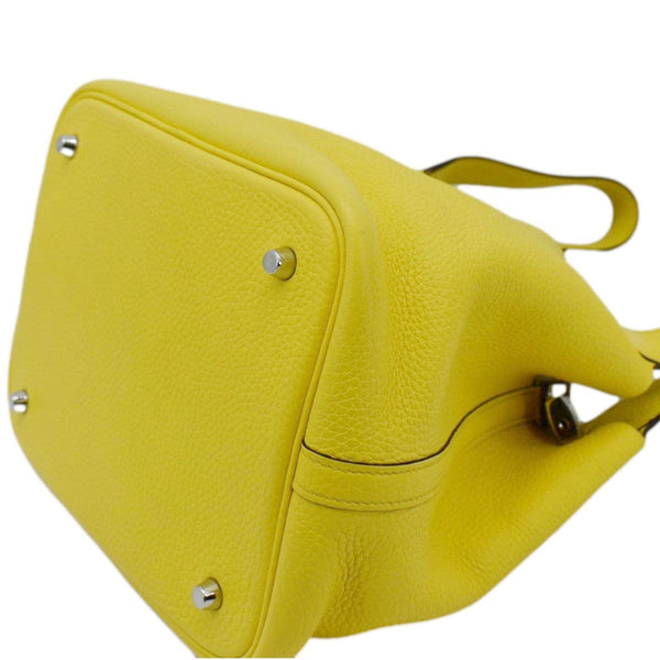HERMES Picotin Lock 22 Taurillon Clemence Leather Hobo Bag Yellow