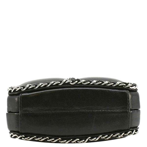 CHANEL Minaudiere Lambskin Leather Chain Clutch Crossbody Black