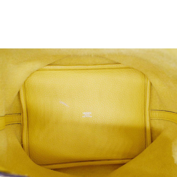 HERMES Picotin Lock 22 Taurillon Clemence Leather Hobo Bag Yellow