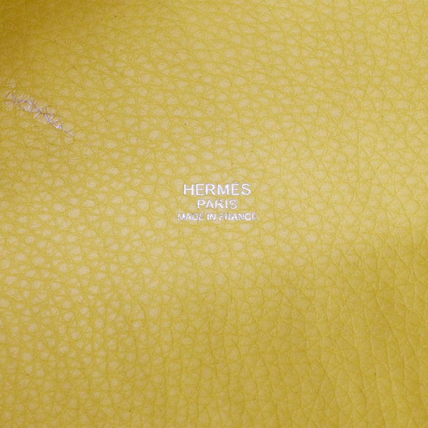 HERMES Picotin Lock 22 Taurillon Clemence Leather Hobo Bag Yellow