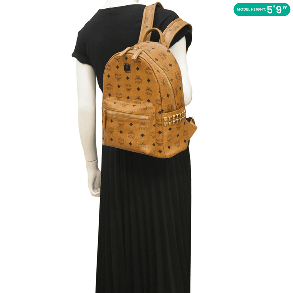 MCM Stark Classic Visetos Canvas Backpack Bag Cognac