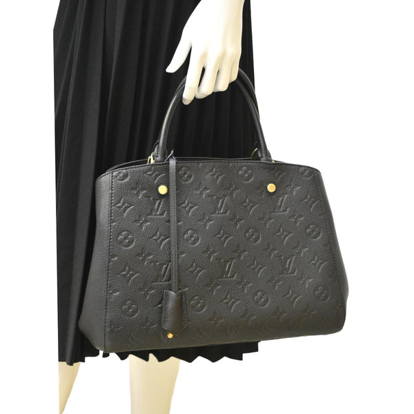 LOUIS VUITTON Montaigne MM Monogram Empreinte Satchel Shoulder Bag Black
