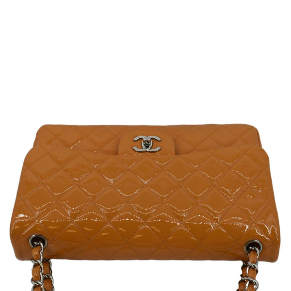 CHANEL Classic Jumbo Double Flap Quilted Leather Shoulder Bag Orange