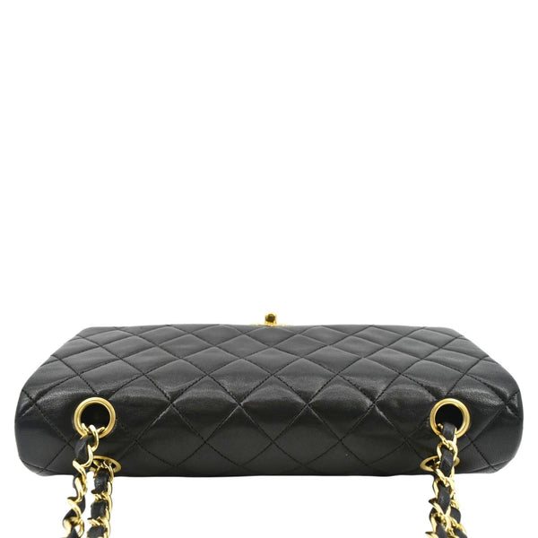 CHANEL Classic Vintage Black Quilted Leather Shoulder Bag with land scape view