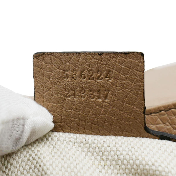 GUCCI Soho GG Flap Leather Chain Crossbody Bag Rose Beige 536224