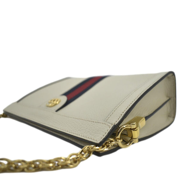 GUCCI Ophidia Small Leather Chain Shoulder Bag White 503877