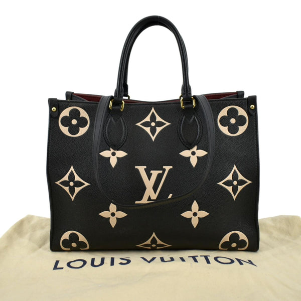 LOUIS VUITTON Onthego MM Giant Monogram Leather Tote Shoulder Bag Bicolor