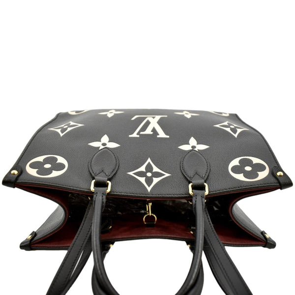 LOUIS VUITTON Onthego MM Giant Monogram Leather Tote Shoulder Bag Bicolor