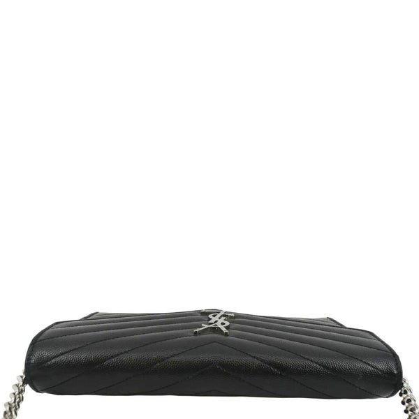 YVES SAINT LAURENT Cassandre Chain Wallet Leather Crossbody Bag Black