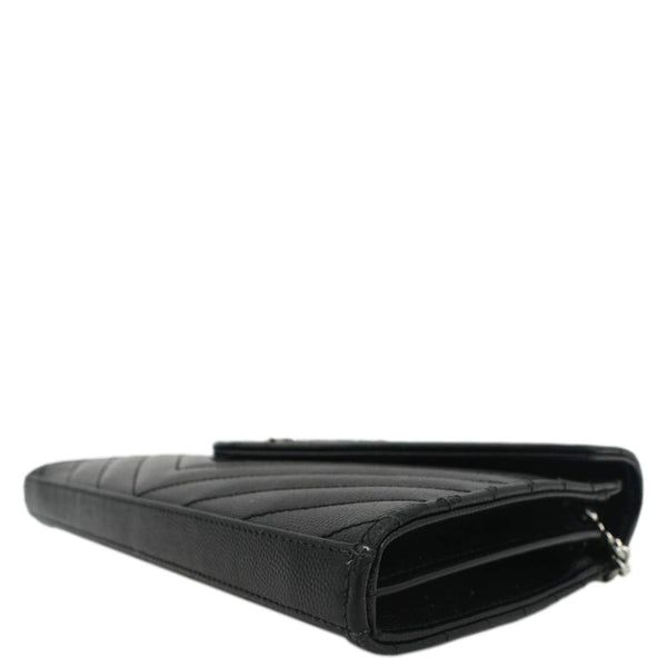 YVES SAINT LAURENT Cassandre Chain Wallet Leather Crossbody Bag Black