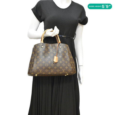 LOUIS VUITTON Montaigne MM Monogram Canvas Shoulder Bag Brown