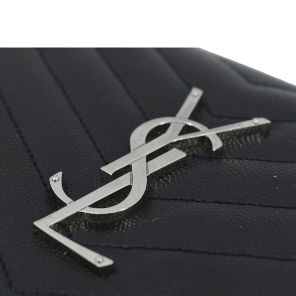 YVES SAINT LAURENT Cassandre Chain Wallet Leather Crossbody Bag Black