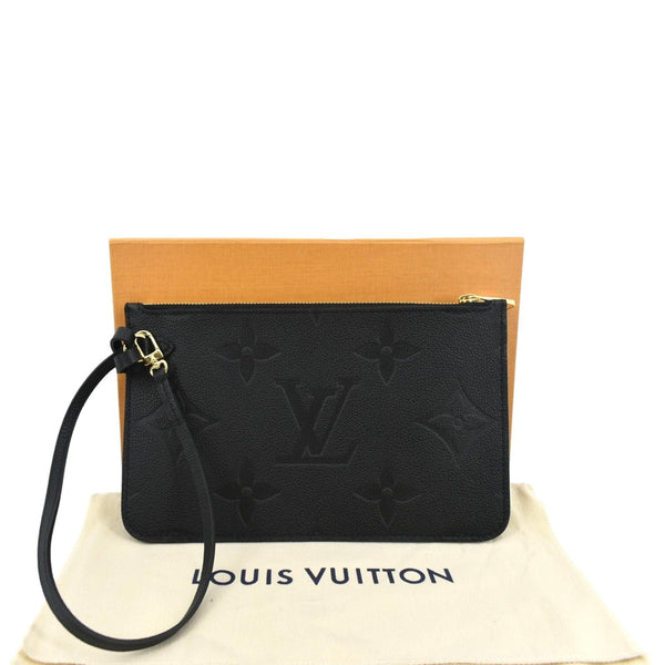 LOUIS VUITTON Neverfull Empreinte Monogram Pochette Wristlet Pouch Black
