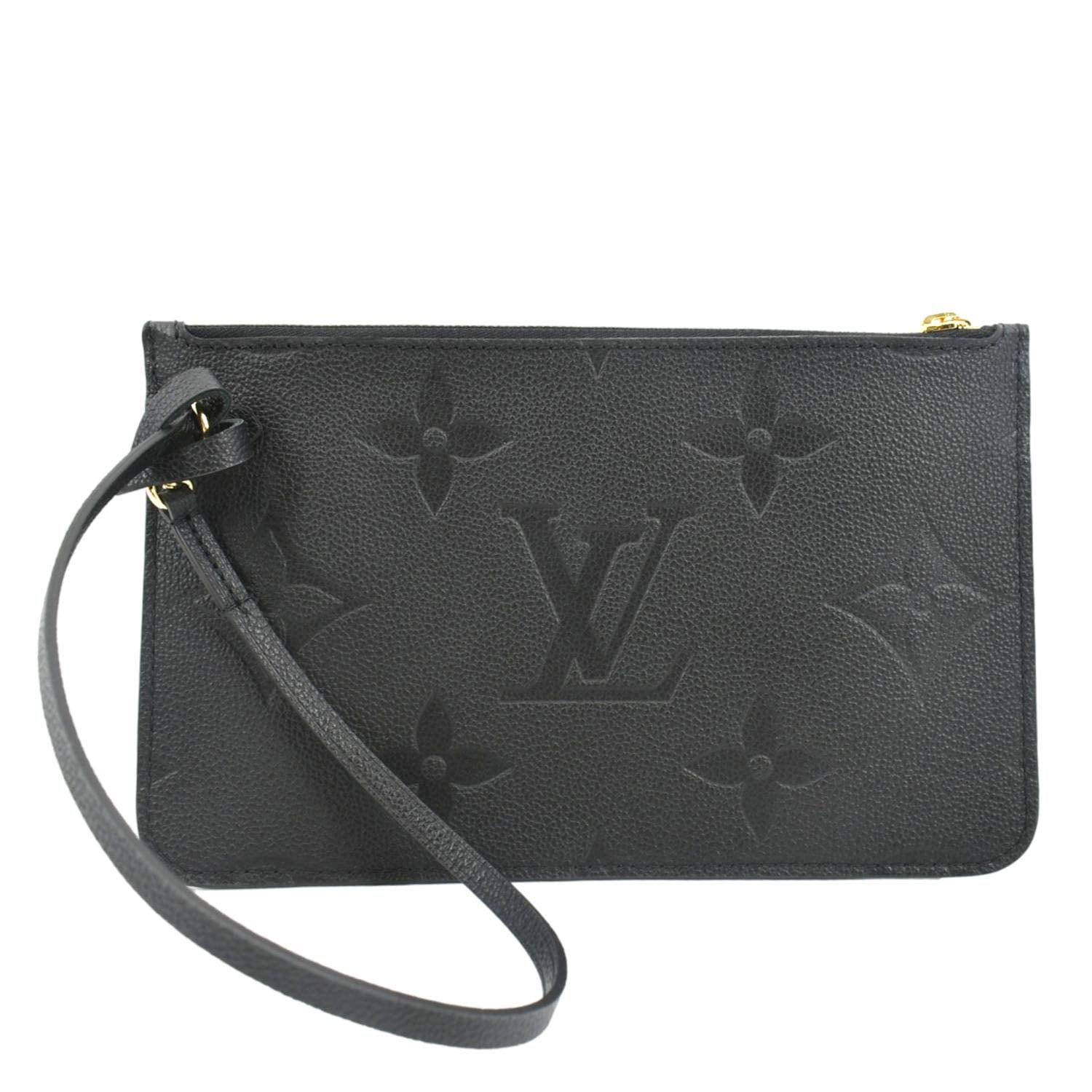 LOUIS VUITTON Neverfull Empreinte Monogram Pochette Wristlet Pouch Black