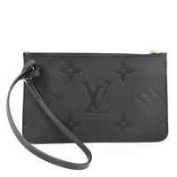 LOUIS VUITTON Neverfull Empreinte Monogram Pochette Wristlet Pouch Black