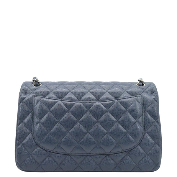 CHANEL Quilted Caviar Leather Shoulder Bag BlueCHANEL Quilted Caviar Leather Shoulder Bag Blue back side