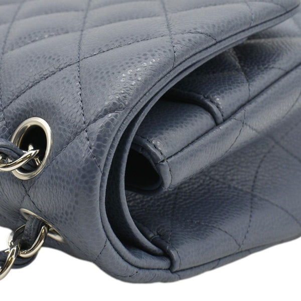 CHANEL Quilted Caviar Leather Shoulder Bag Blue uppr right corner look