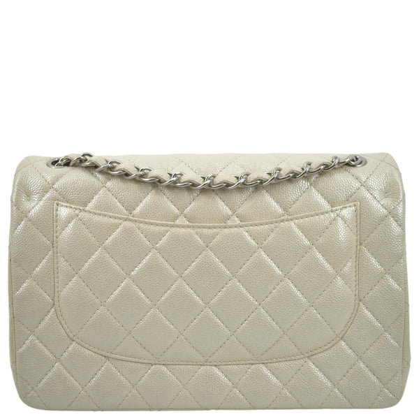 CHANEL Classic Double Flap Quilted Leather Shoulder Bag Ivory
