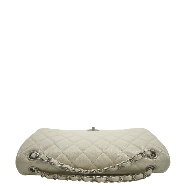 CHANEL Classic Double Flap Quilted Leather Shoulder Bag Ivory