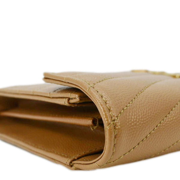 YVES SAINT LAURENT Cassandre Leather Chain Crossbody Bag Brown