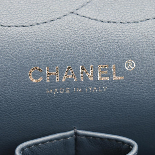 CHANEL Classic Jumbo Double Flap Quilted Caviar Leather Shoulder Bag Blue