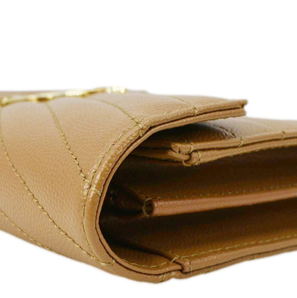 YVES SAINT LAURENT Cassandre Leather Chain Crossbody Bag Brown