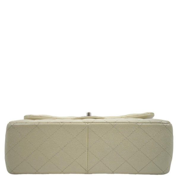CHANEL Classic Double Flap Quilted Leather Shoulder Bag Ivory