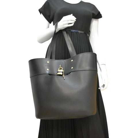 CHLOE Aby Medium Leather Tote Shoulder Bag Black dummy look