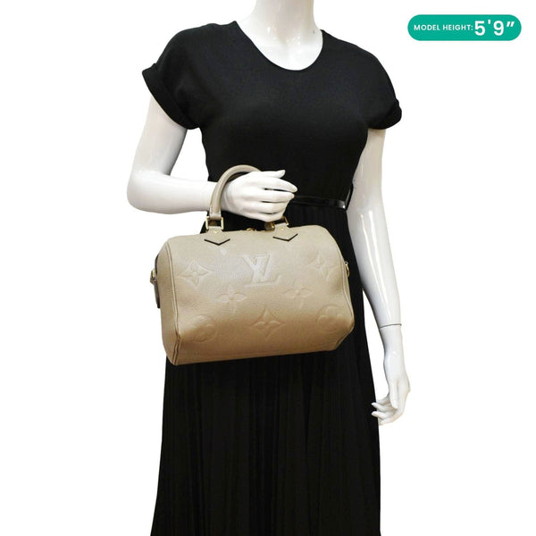 LOUIS VUITTON Speedy 25 Bandouliere Monogram Empreinte Shoulder Bag Beige