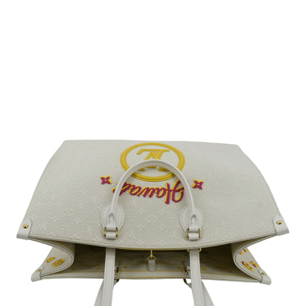 LOUIS VUITTON Hawaii Onthego GM Monogram Tuffetage Tote Shoulder Bag Off White