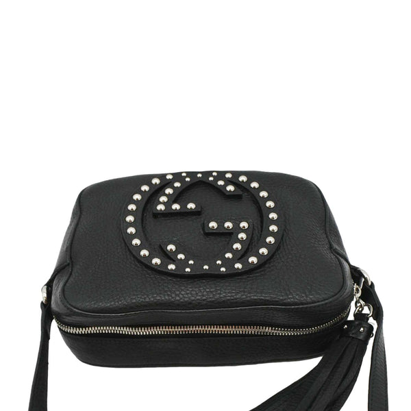 GUCCI Soho Disco Studded Leather Crossbody Bag Black 308364