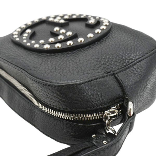 GUCCI Soho Disco Studded Leather Crossbody Bag Black 308364