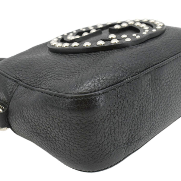 GUCCI Soho Disco Studded Leather Crossbody Bag Black 308364